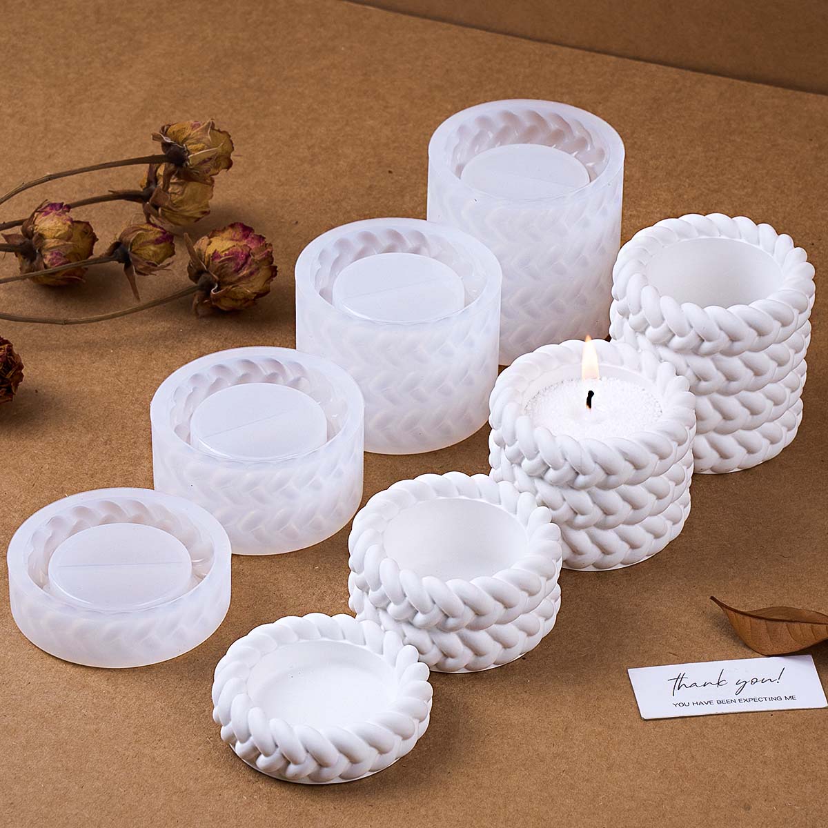Pot de bougie en corde de chan - Coaster Mold Round avis et prix